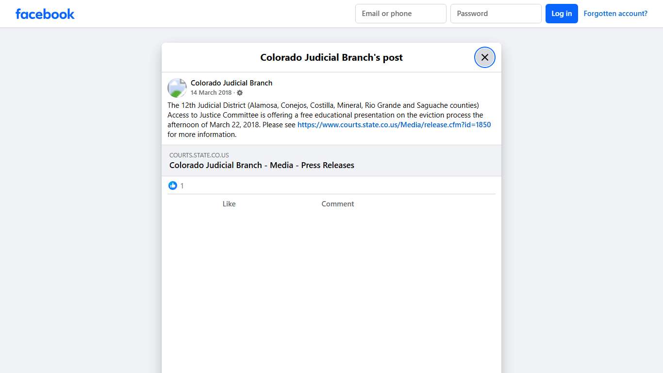 The 12th Judicial District... - Colorado Judicial Branch Facebook